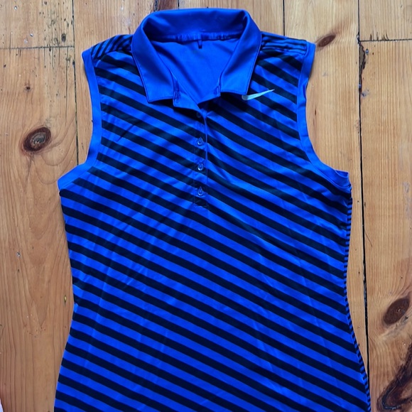 Women’s sleeveless striped gold polo - Picture 1 of 2